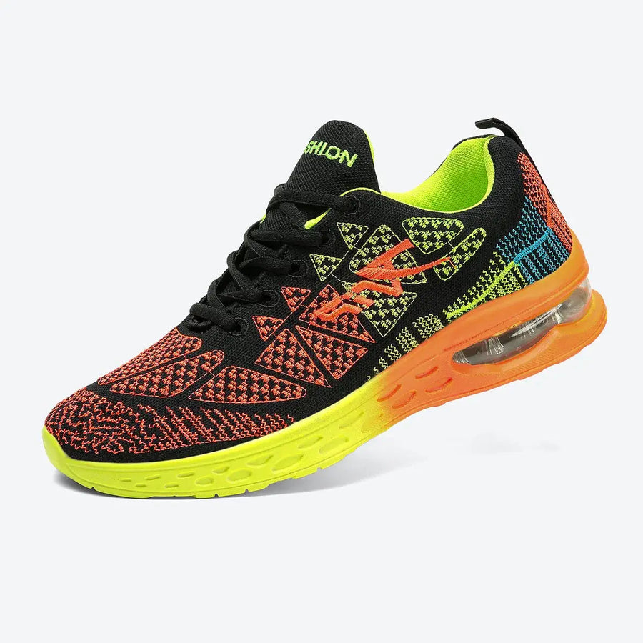 Couples Air Cushion Sneakers Hot Fashion Mesh Athletic Running Shoes Men Breathable Marathon Sneakers Outdoor Male Sports Shoes Vivid Lilies