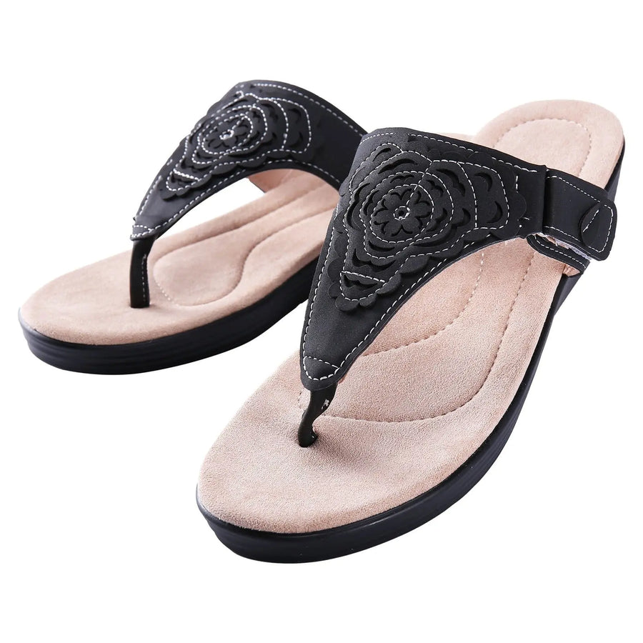 Flower embroidered sandals Vivid Lilies