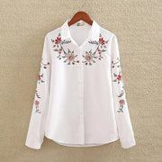 Flower embroidered shirt Vivid Lilies